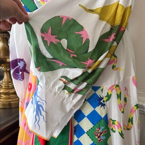 2 Bohemian Patchwork Maxi Dresses with Green Sash - Picture 4 of 15